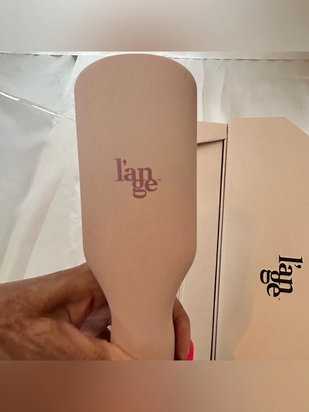 L'ange Hair Le Vite Ceramic Straightening Brush - Blush Pink Open Box Never Used